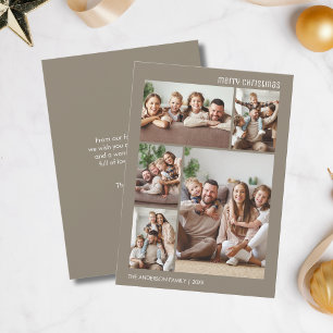 Cartes Pour Fêtes Annuelles Noël Minimaliste 5 Collage Photo Famille Taupe