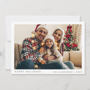 Cartes Pour Fêtes Annuelles Noël minimaliste Famille moderne Photo verte H