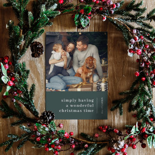 Cartes Pour Fêtes Annuelles Noël minimaliste Photo de la famille verte de la