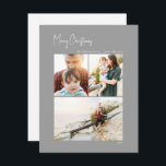 Cartes Pour Fêtes Annuelles Noël moderne | Argent vertical 3 photos<br><div class="desc">Ce Noël moderne | argent vertical 3 photo carte de vacances est parfait pour votre minimaliste shabby chic boho argent et blanc de vacances salutation. La calligraphie manuscrite minimaliste est délicate et rustique tout en restant élégante et élégante. Vous trouverez que tout ce qui concerne ce produit est modifiable, alors...</div>
