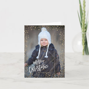 Cartes Pour Fêtes Annuelles Noël moderne avec points dorés et lettrage blanc