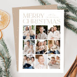 Cartes Pour Fêtes Annuelles Noël moderne Beige 9 Photo Collage<br><div class="desc">Carte photo moderne de Noël avec "Joyeux Noël" affichée en haut du design en lettres beiges tendance avec un arrière - plan blanc. Un collage photo de 9 photos est présenté ci-dessous dans une mise en page en grille. Personnalisez la carte de Noël multiphoto avec votre nom de famille. La...</div>