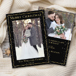 Cartes Pour Fêtes Annuelles Noël moderne Black Gold Snowfall 2 Photo<br><div class="desc">Noël moderne Black Gold Snowfall 2 Photo Holiday Card</div>