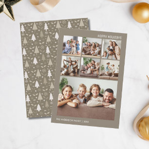 Cartes Pour Fêtes Annuelles Noël Moderne Collage Photo de Famille 7 Taupe