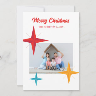 Cartes Pour Fêtes Annuelles Noël Moderne du Milieu du Siècle, Étoiles Rétro