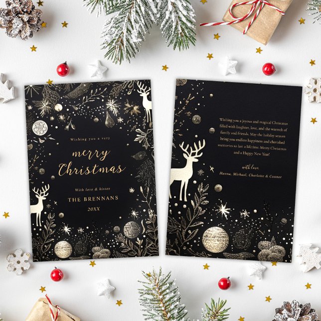 Cartes Pour Fêtes Annuelles Noël Moderne Elegant Festive Noir unique (Christmas Modern Elegant Festive Black Unique Holiday Card)