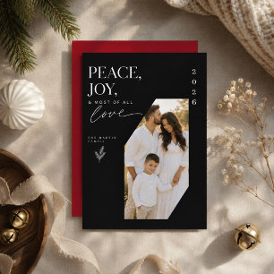 Cartes Pour Fêtes Annuelles Noël Moderne Géométrique Photo Paix Joie Amour