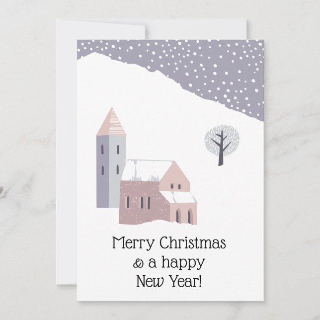 Cartes Pour Fêtes Annuelles Noël Moderne hiver Neige Dusty Lilac (Devant)