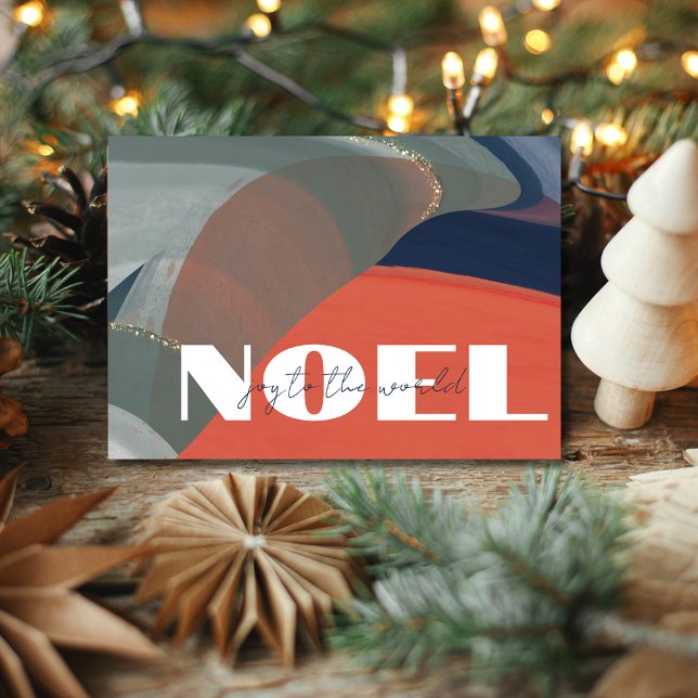 Cartes Pour Fêtes Annuelles Noel moderne Joy au monde Non Photo Noël (Modern Noel Joy to the World Non Photo Christmas Holiday Card
)