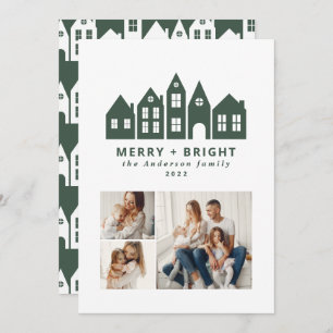 Cartes Pour Fêtes Annuelles Noel moderne minimaliste maisons nordiques 3 photo