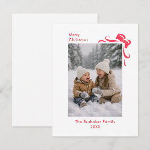 Cartes Pour Fêtes Annuelles Noël Moderne Photo avec Ruban Rouge Festif