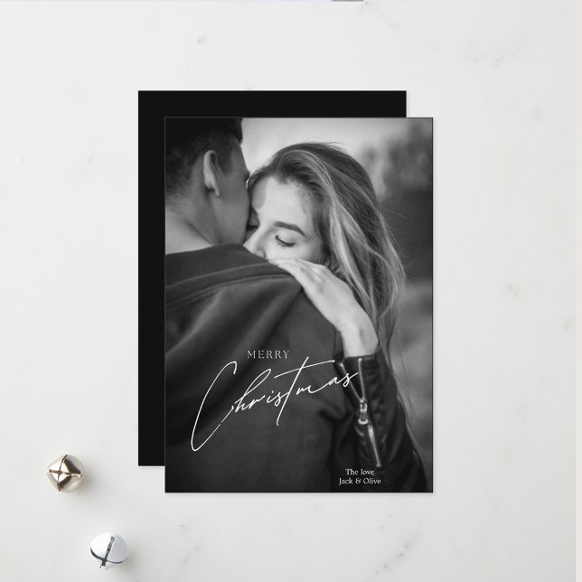 Cartes Pour Fêtes Annuelles Noël moderne photo en noir et blanc (Créateur téléchargé)