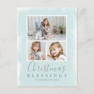 Cartes Pour Fêtes Annuelles Noël Moderne Photo Vert Menthe Religieux