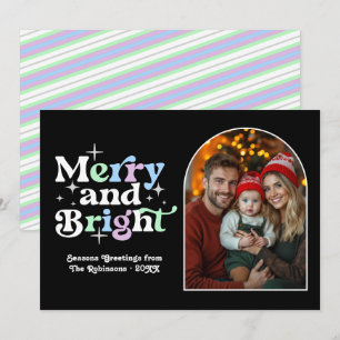 Cartes Pour Fêtes Annuelles Noël Moderne Rétro Hiver Givré Photo de Famille