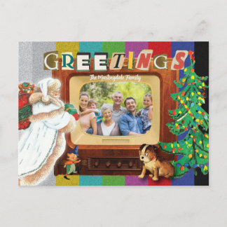 Cartes Pour Fêtes Annuelles Noël Moderne Rétro Photo Fêtes