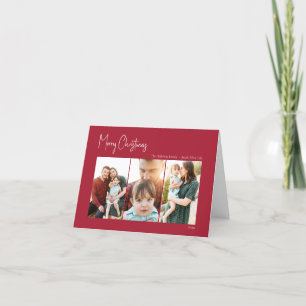 Cartes Pour Fêtes Annuelles Noël moderne   Rouge plié à trois photos