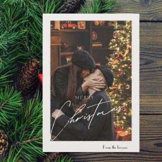 Cartes Pour Fêtes Annuelles Noël Moderne Tendance | Photo de Couple Romantiqu