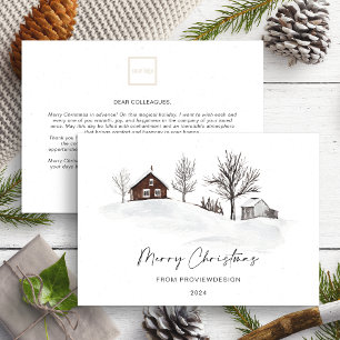 Cartes Pour Fêtes Annuelles Noël Monochrome Paysage d'hiver Affaires