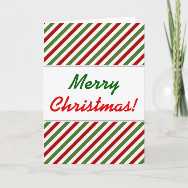 Cartes Pour Fêtes Annuelles Noël ; Motif rayé rouge, blanc et vert (Devant)