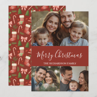 Cartes Pour Fêtes Annuelles Noël Multi-Photo Minimal Moderne