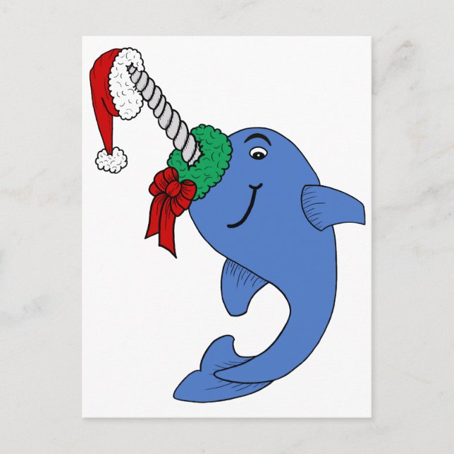 Cartes Pour Fêtes Annuelles Noël Narwhal (Devant)