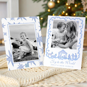 Cartes Pour Fêtes Annuelles Noël Nativité Bleu Aquarelle