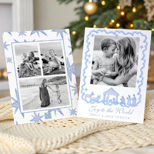 Cartes Pour Fêtes Annuelles Noël Nativité Bleu Aquarelle