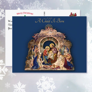 Cartes Pour Fêtes Annuelles Noël Nativité Religieuse Ajouter VOTRE Message