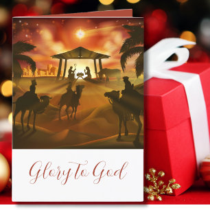 Cartes Pour Fêtes Annuelles Noël Nativité religieuse Gloire à Dieu