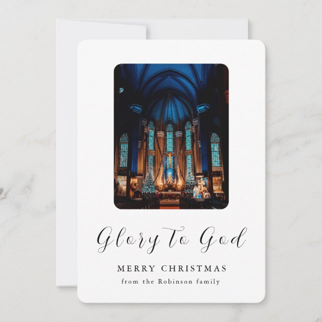 Cartes Pour Fêtes Annuelles Noël Nativité Scène Gloire à Dieu chrétien (Devant)