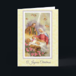 Cartes Pour Fêtes Annuelles Noël, Nativité, Vierge Marie, Christ Enfant,<br><div class="desc">Belle impression de Vierge Marie,  Saint-Joseph et Anges contemplant l'Enfant-Christ comme il se trouve dans la crèche.</div>