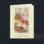 Cartes Pour Fêtes Annuelles Noël, Nativité, Vierge Marie, Christ Enfant,<br><div class="desc">Belle impression de Vierge Marie,  Saint-Joseph et Anges contemplant l'Enfant-Christ comme il se trouve dans la crèche.</div>
