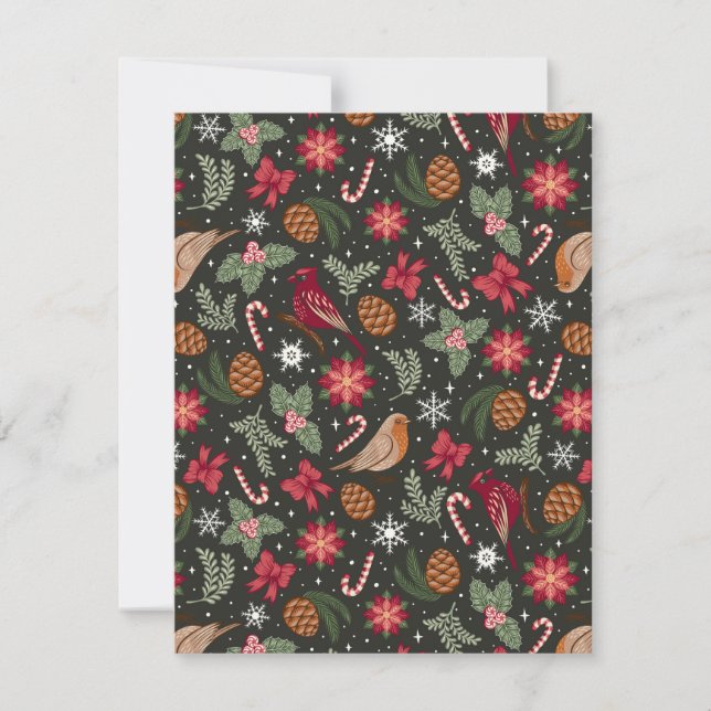 Cartes Pour Fêtes Annuelles Noël naturel Ditsy (Devant)