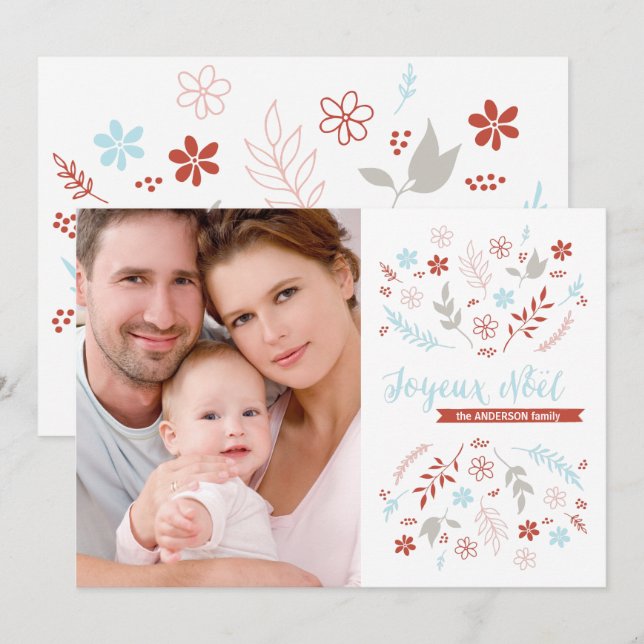 Cartes Pour Fêtes Annuelles Noël naturel vacances en ivoire (Devant / Derrière)