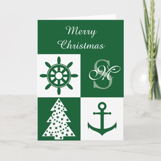 Cartes Pour Fêtes Annuelles Noël nautique (Devant)