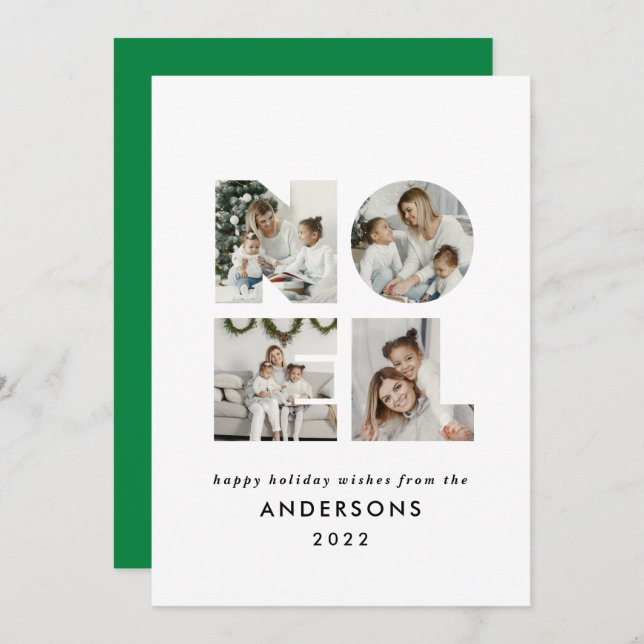 Cartes Pour Fêtes Annuelles Noel Noël bold moderne 4 photo simple Holiday (Devant / Derrière)