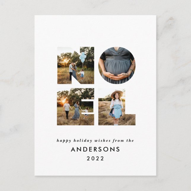 Cartes Pour Fêtes Annuelles Noel Noël bold moderne 4 photo simple Holiday (Devant)