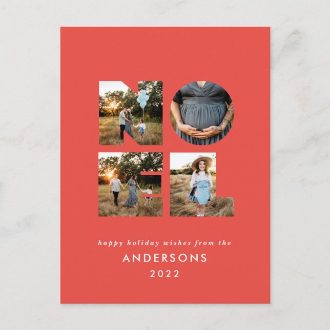 Cartes Pour Fêtes Annuelles Noel Noël bold moderne 4 photo simple Holiday (Devant)