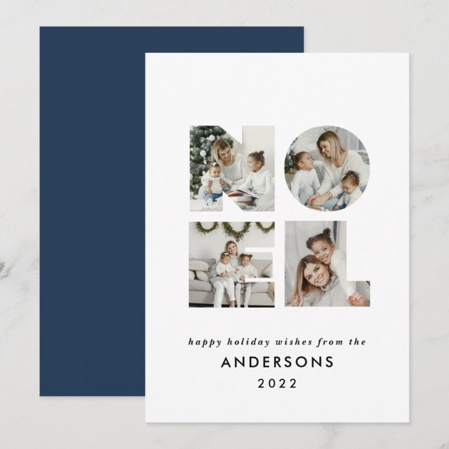 Cartes Pour Fêtes Annuelles Noel Noël bold moderne 4 photo simple Holiday (Devant / Derrière)