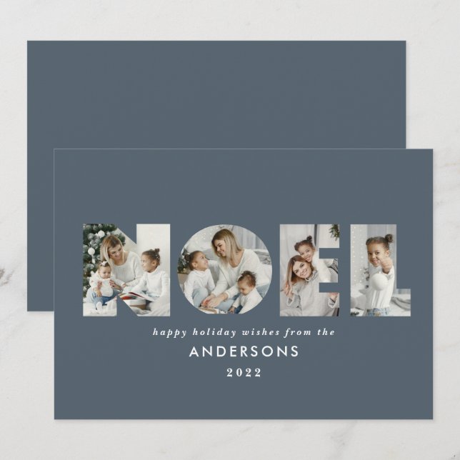 Cartes Pour Fêtes Annuelles Noel Noël bold moderne 4 photo simple Holiday (Devant / Derrière)