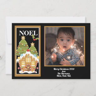 Cartes Pour Fêtes Annuelles Noel Noël Salutation Gingerbread Maison Photo