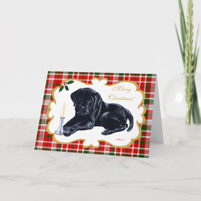 Cartes Pour Fêtes Annuelles Noël noir de labrador retriever (Devant)