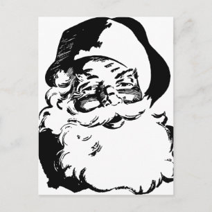 Cartes Pour Fêtes Annuelles Noël noir et blanc Vintage rétro Père Noël