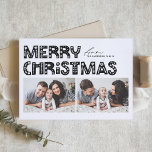 Cartes Pour Fêtes Annuelles Noël noir scandinave à deux photos<br><div class="desc">Envoyez une fête avec notre carte de Noël personnalisable en deux photos, avec une typographie de style scandinave. Ce collage photo de la carte de Noël marie magnifiquement l'esthétique moderne à l'esprit festif, vous permettant de présenter deux de vos photos préférées. La typographie moderne est complétée par un design minimaliste...</div>