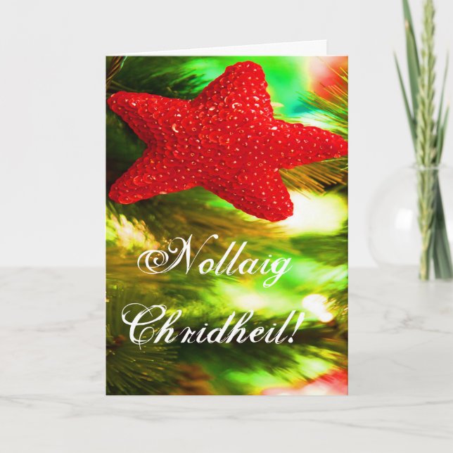 Cartes Pour Fêtes Annuelles Noël Nollaig Chridheil Red Star I Holiday Car (Devant)