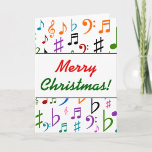 Cartes Pour Fêtes Annuelles Noël ; Nombreux notes et symboles de musique color