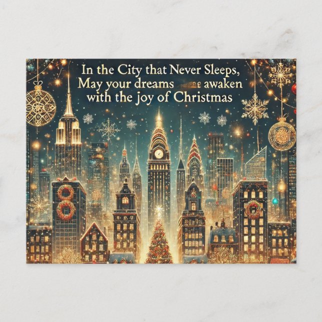 Cartes Pour Fêtes Annuelles Noël nostalgique à New York - Vacances iconiques (Devant)