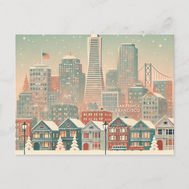 Cartes Pour Fêtes Annuelles Noël Nostalgique San Francisco - Charme Holliday (Devant)