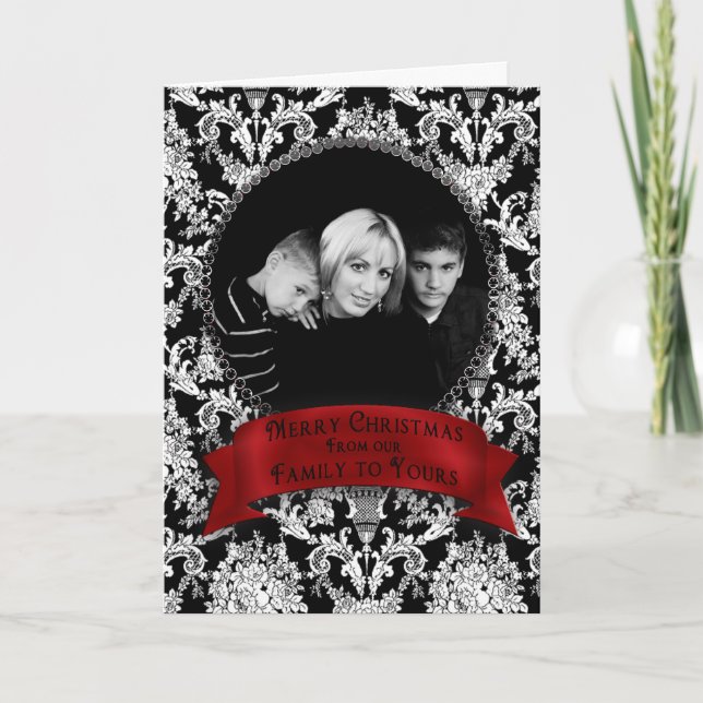 Cartes Pour Fêtes Annuelles Noël - Notre famille à vous - Photo Insertion (Devant)