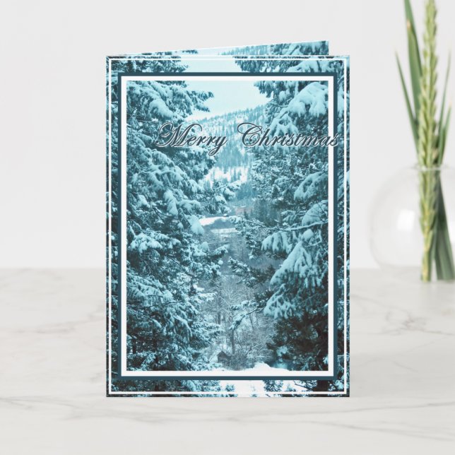 Cartes Pour Fêtes Annuelles Noël, Nouvel An, Fête - Arbres couverts de neige (Devant)